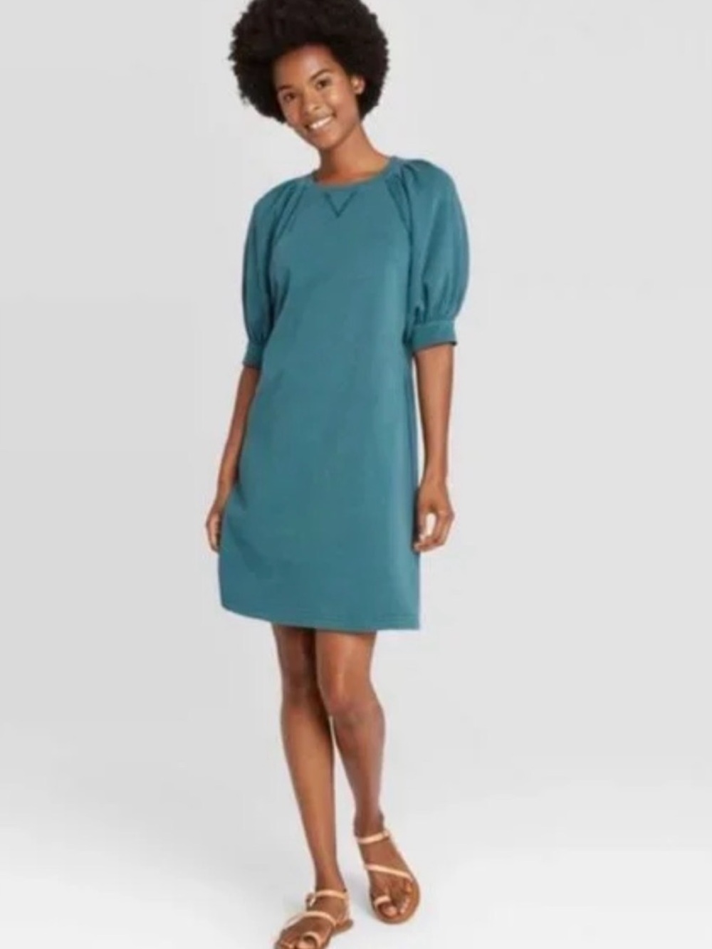 Universal Thread Teal Puff Sleeve Sweatshirt Dress Small